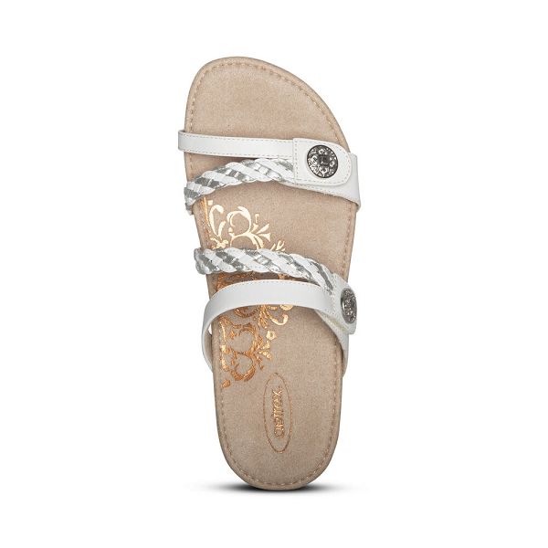 Aetrex Women's Janey Braided Sandals White Sandals UK 5064-161